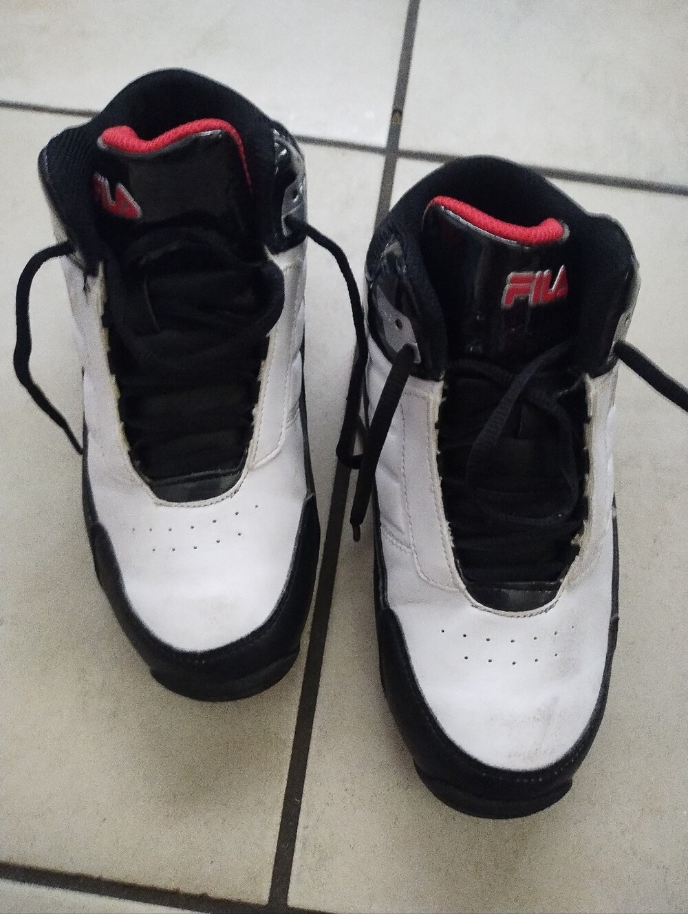 Fila Kids White, Black and Red High-Top Sneakers